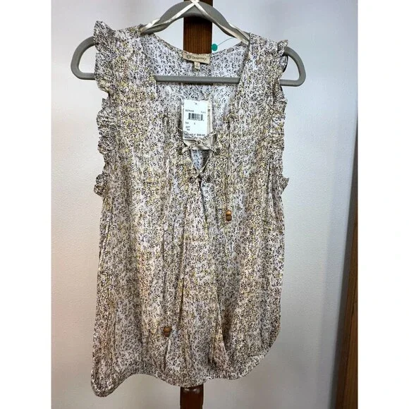 Democracy Women’s Sleeveless Lace-Up Blouse Multicolor Floral Print Size L - Picture 1 of 8